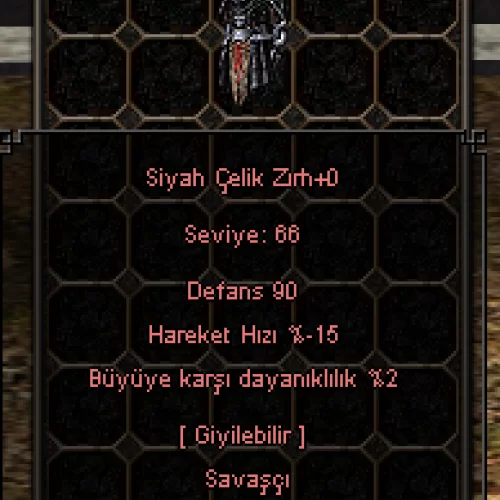  SİYAH ÇELİK ZIRH